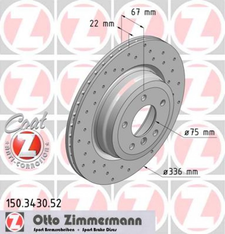 Rear Brake Disc 336x22 E90 E91 E92 E93